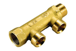 Kollektor 3/4"-3x1/2" Messing Tiemme