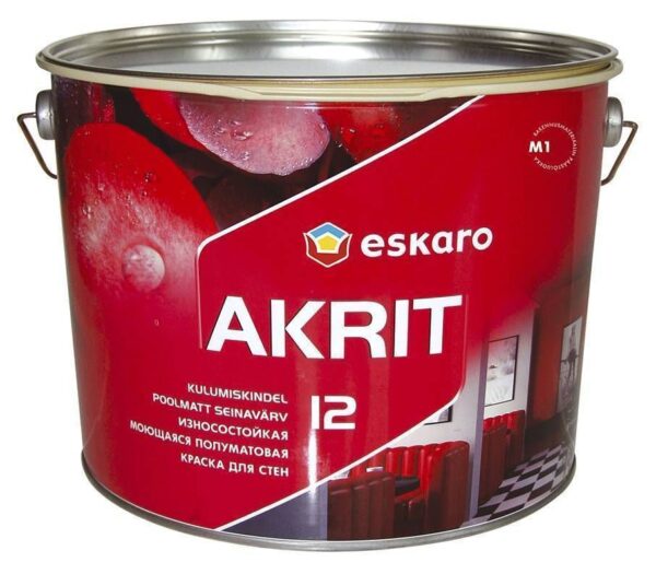 Seinavärv Akrit-12 9,5L valge Poolmatt